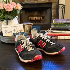 New Balance 574 Black and Red Sneakers